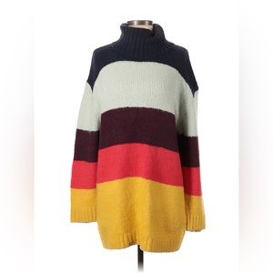 Striped Turtle Neck Oversized Sweater